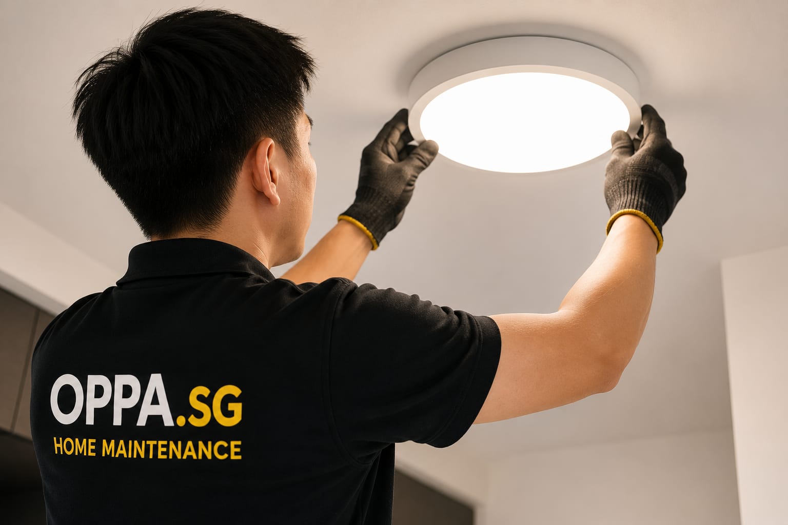 OPPA.SG installing a ceiling downlight