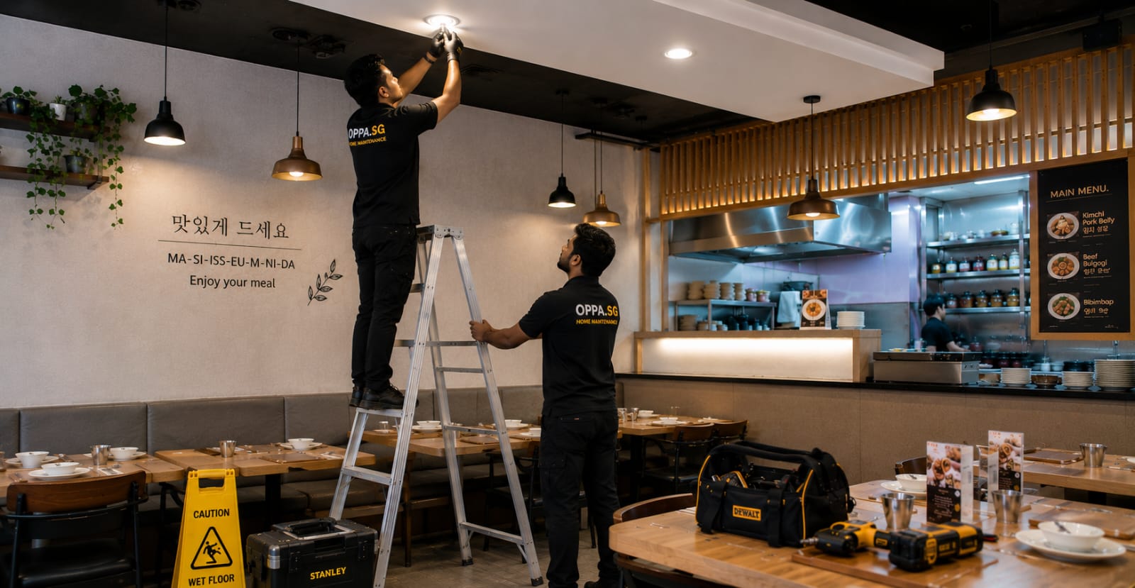 OPPA.SG servicing a restaurant